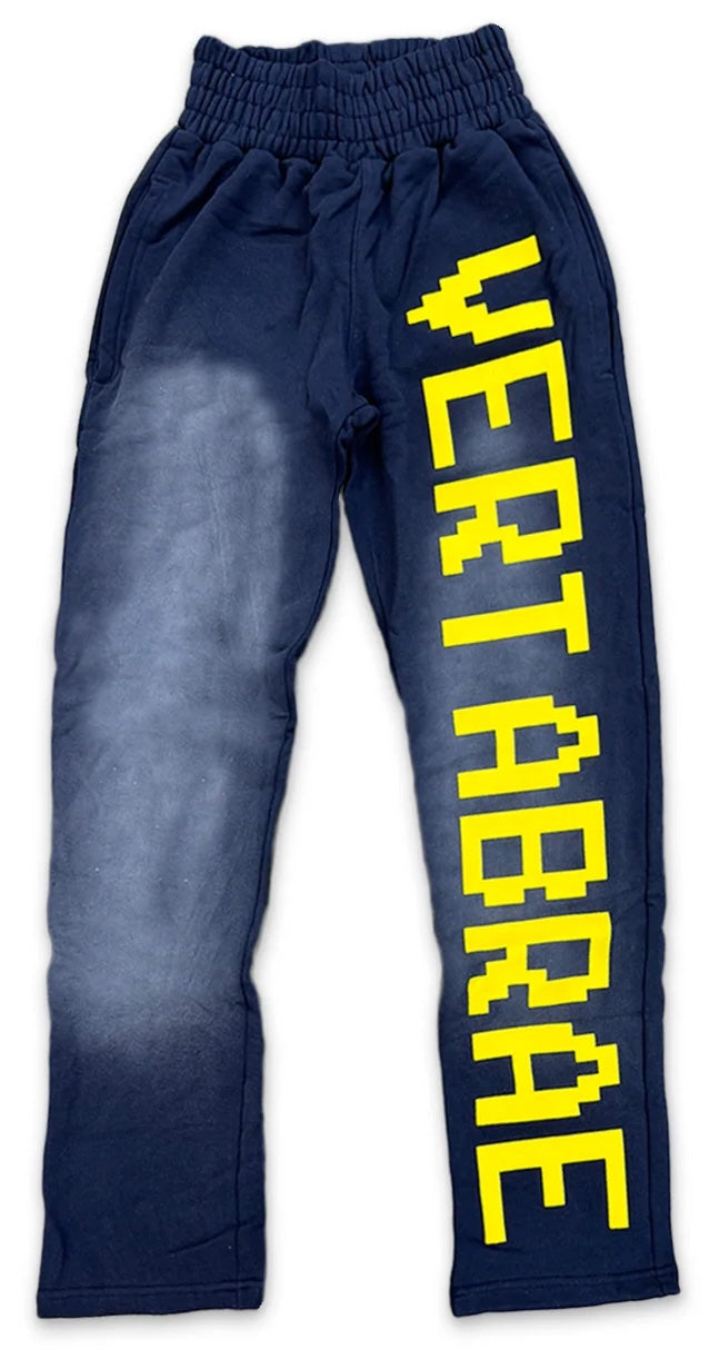 Vertabrae Sweatpants Washed Navy/Yellow