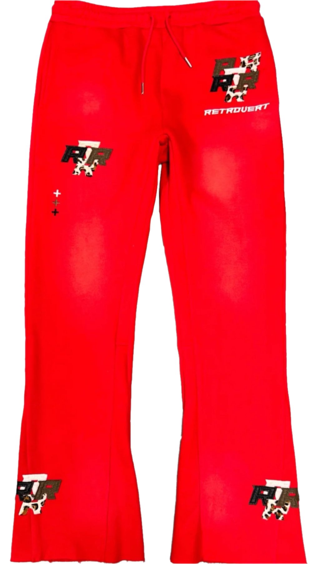 RetroVert Patch Flare Sweatpants - Red