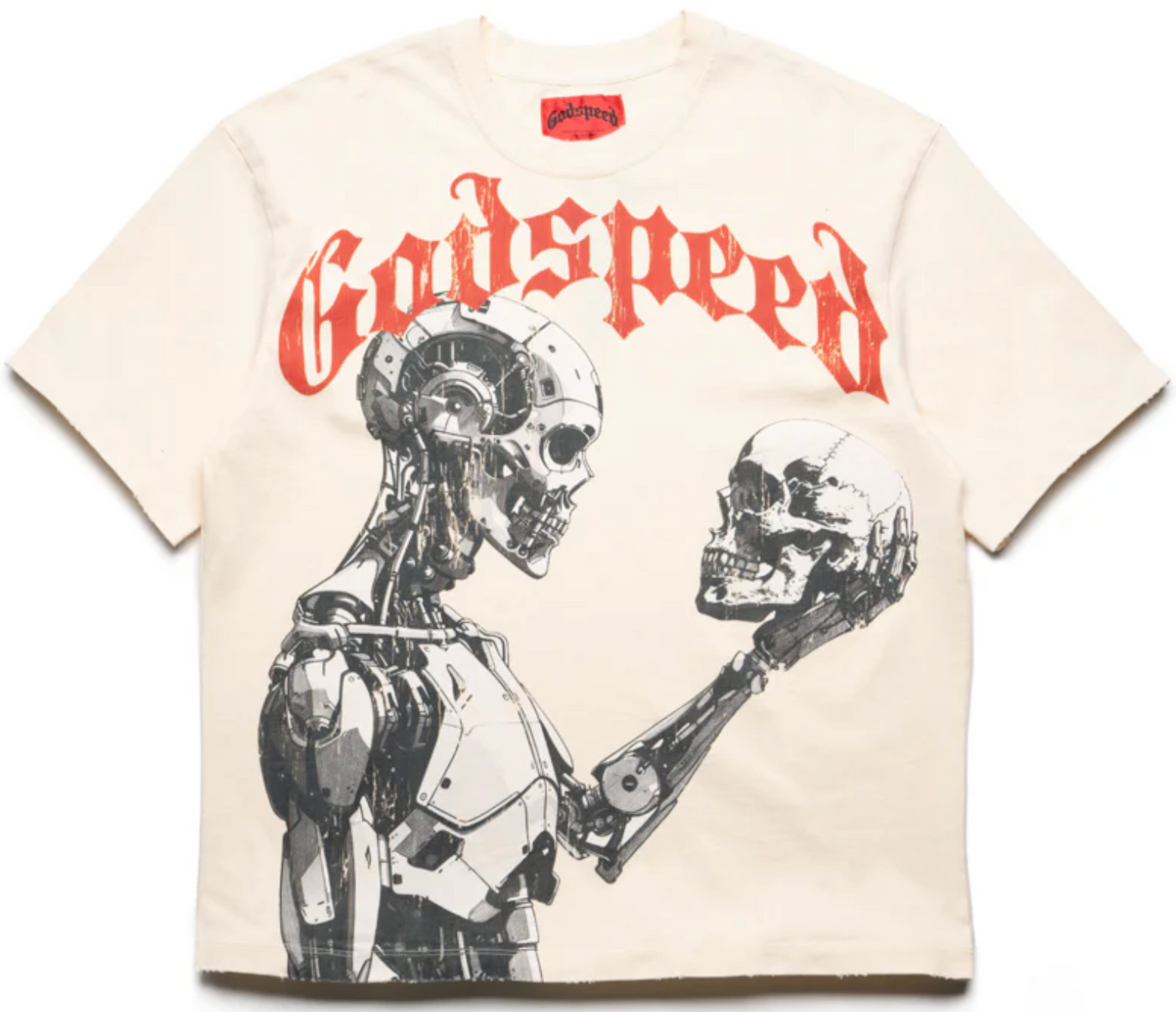 Godspeed Mankind Vs AI T Shirt Bone/Red
