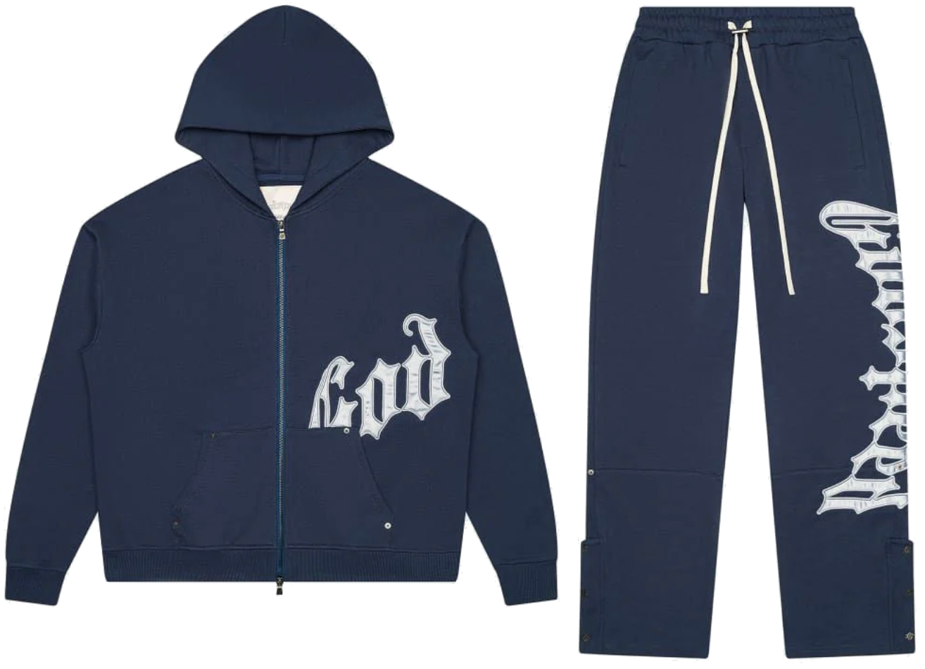 Godspeed OG Logo Jogging Set V2 Navy/Silver Satin