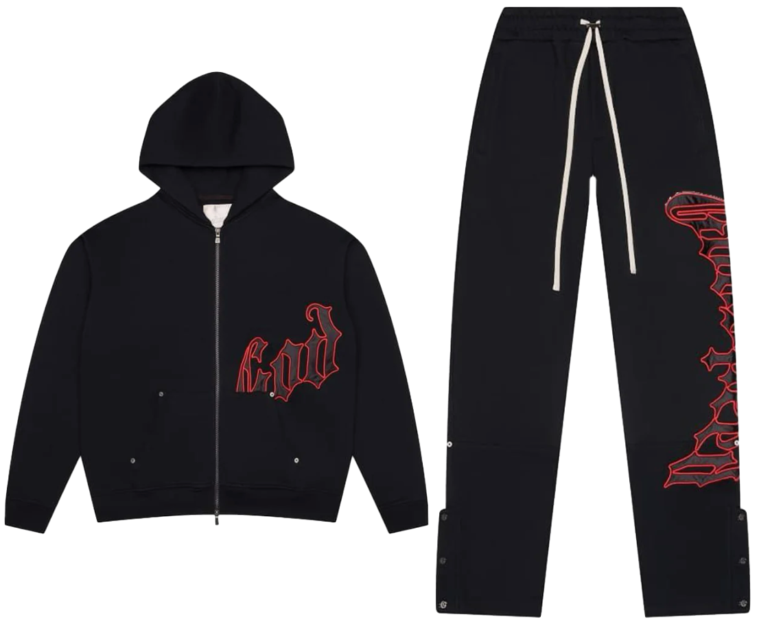 Godspeed OG Logo Sweatsuit V2 Black/Red Satin