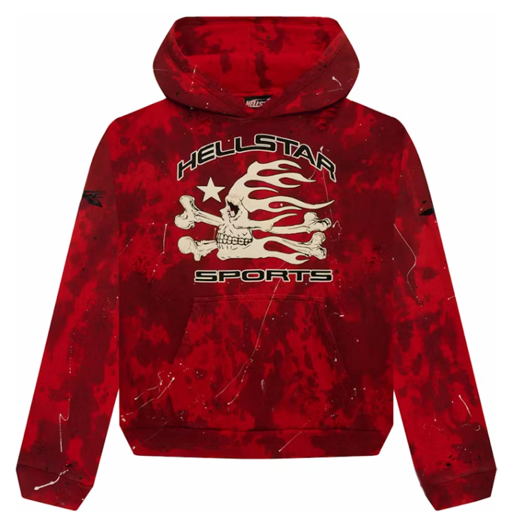 Hellstar Sports Tie-Dye Skull Hoodie Red