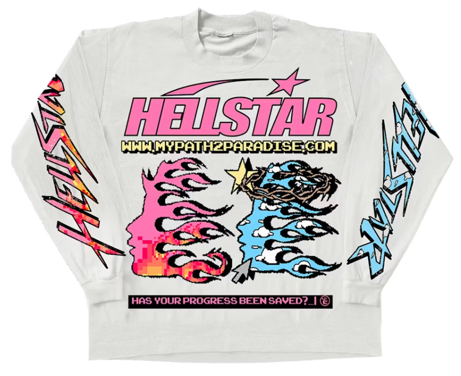 Hellstar Pixel L/S Tee White