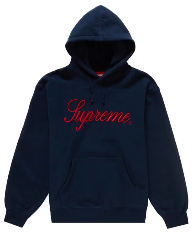 Supreme Embroided Script Hooded Navy