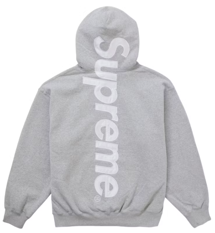 Supreme Satin Applique Hooded Grey