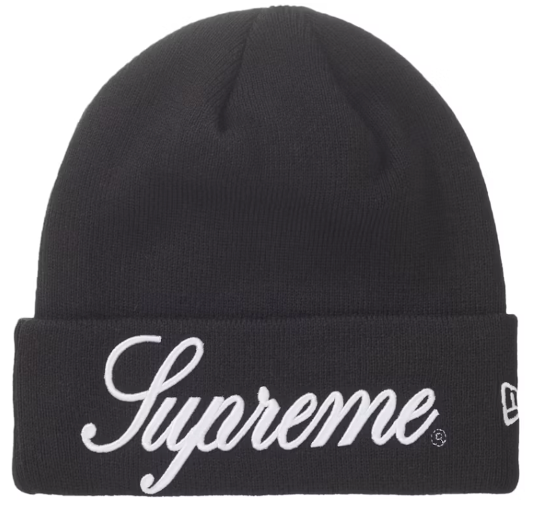 Supreme New Era Script Beanie Black