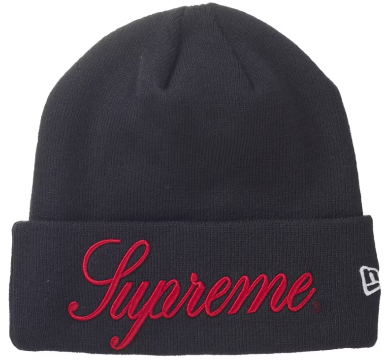 Supreme New Era Script Beanie Navy