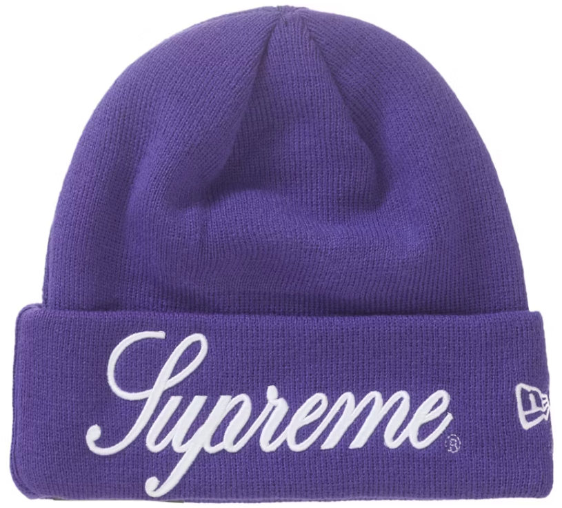 Supreme New Era Script Beanie Purple