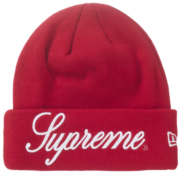 Supreme New Era Script Beanie Red