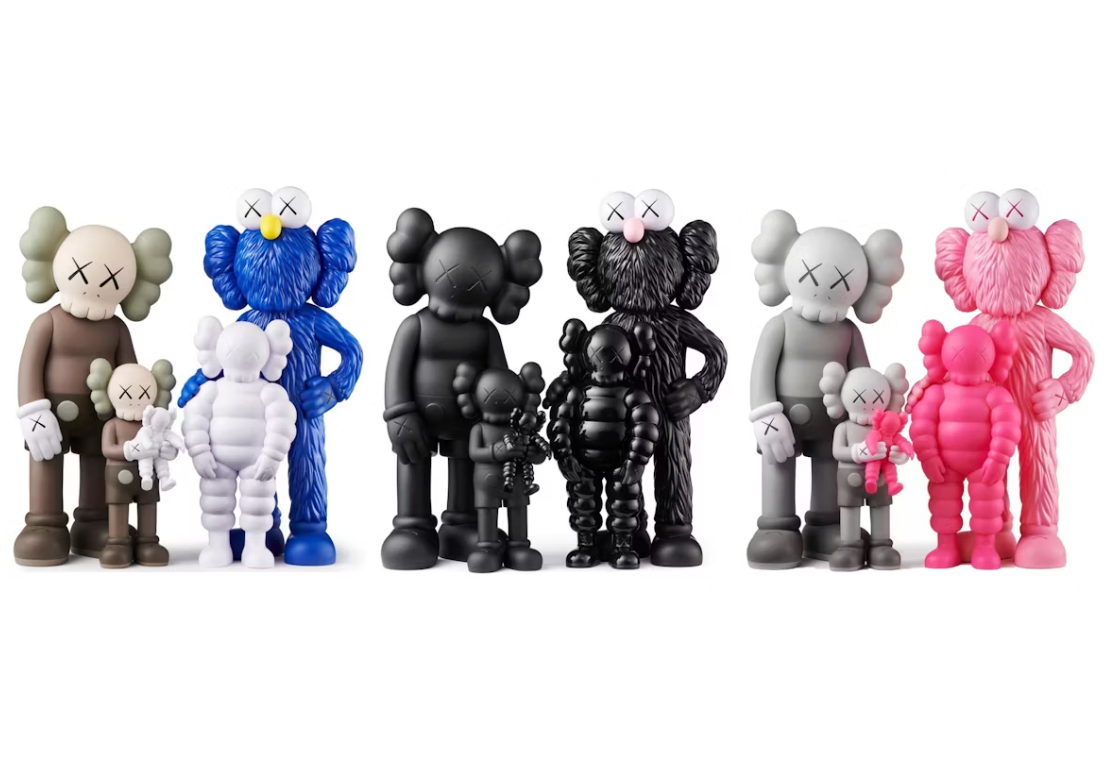 KAWS Family Vinyl Figures Set Brown/Blue/White/Black/Grey/Pink