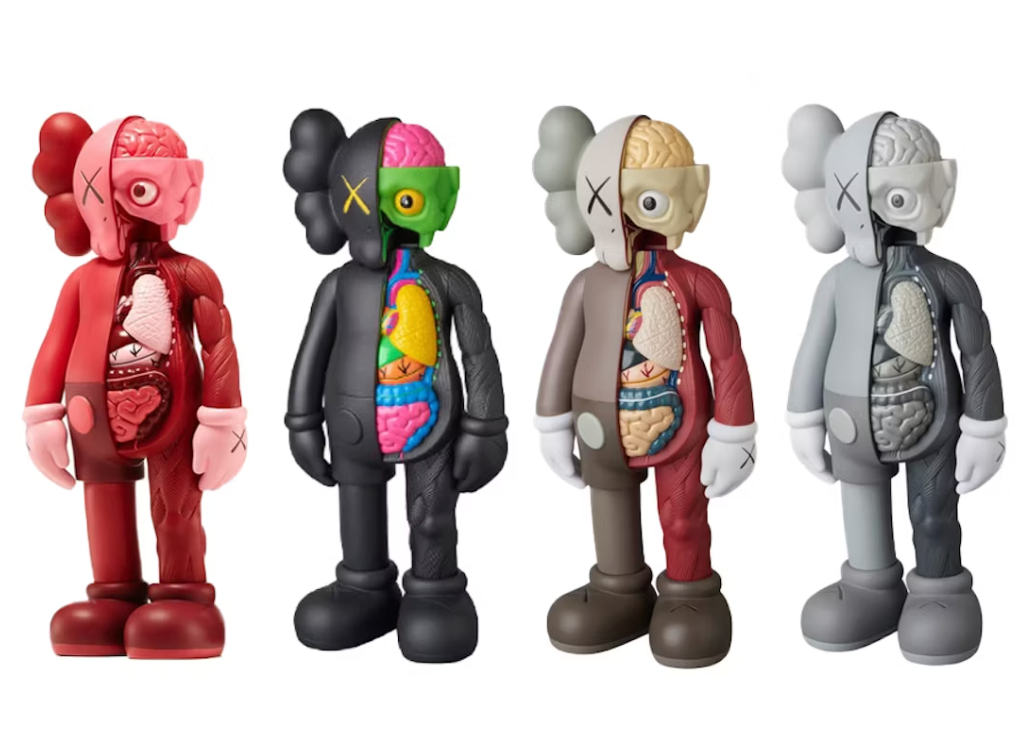 KAWS Companion Flayed Open Edition Vinyl Figure Black/Blush/Brown/Grey Set