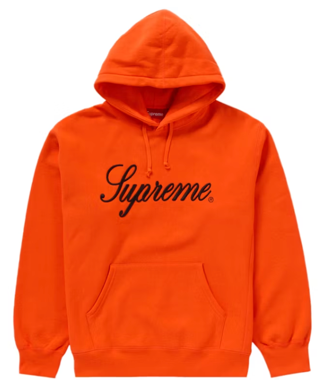 Supreme Embroidered Script Hooded Sweatshirt Orange