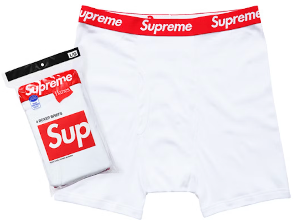 Supreme Hanes Boxer Briefs (4 Pack) White