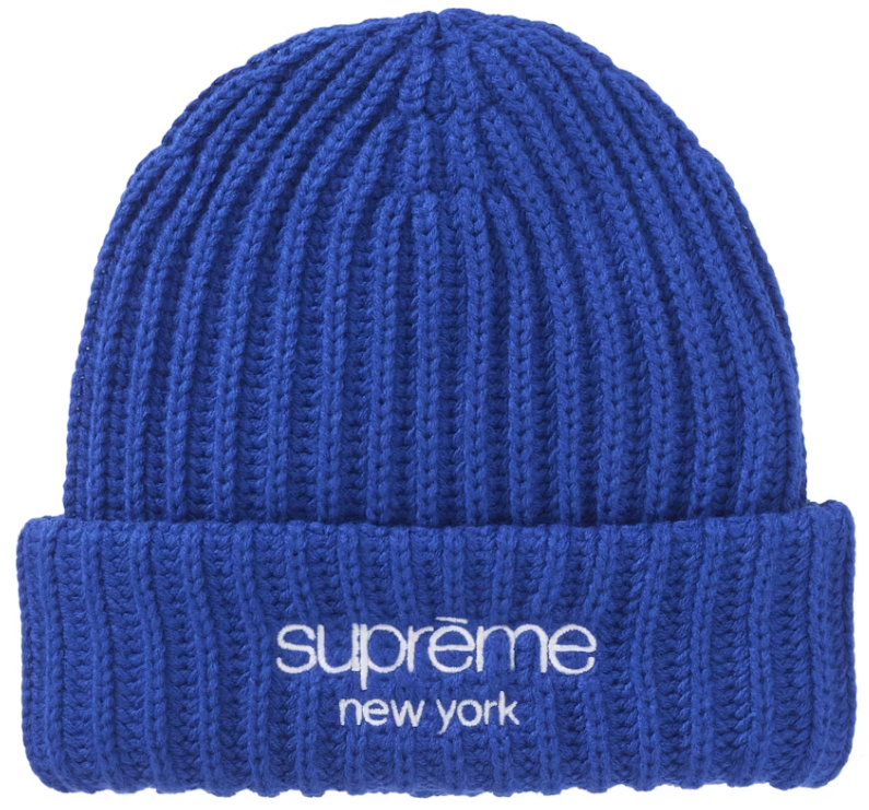 Supreme Chunky Rib Classic Logo Beanie Royal