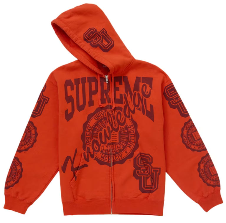 Supreme Knowledge Reigns Zip Up Hooded Sweatshirt Red