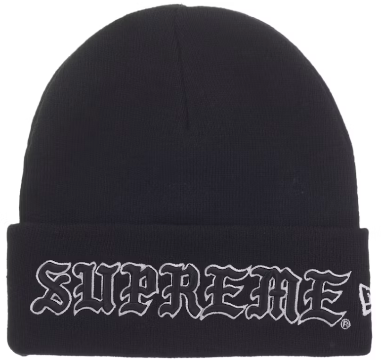 Supreme New Era Old English Beanie Black