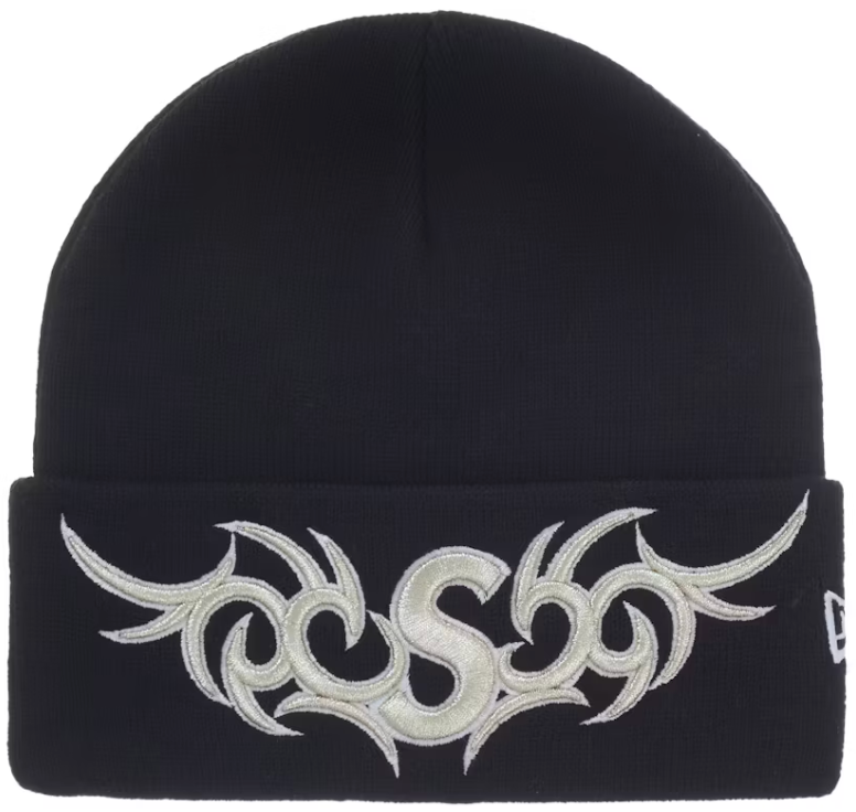 Supreme New Era Tribal S Logo Beanie Black