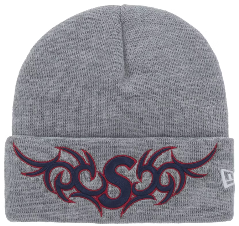 Supreme New Era Tribal S Logo Beanie Heather Grey