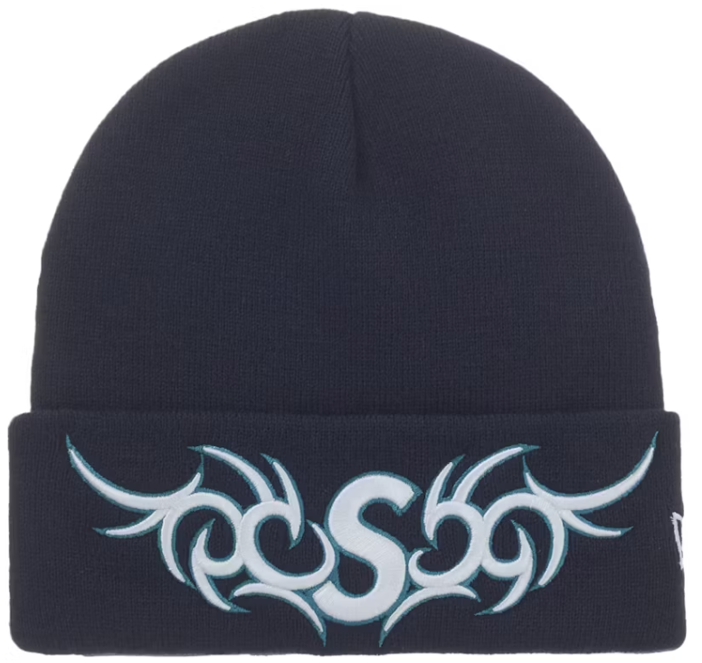 Supreme New Era Tribal S Logo Beanie Navy