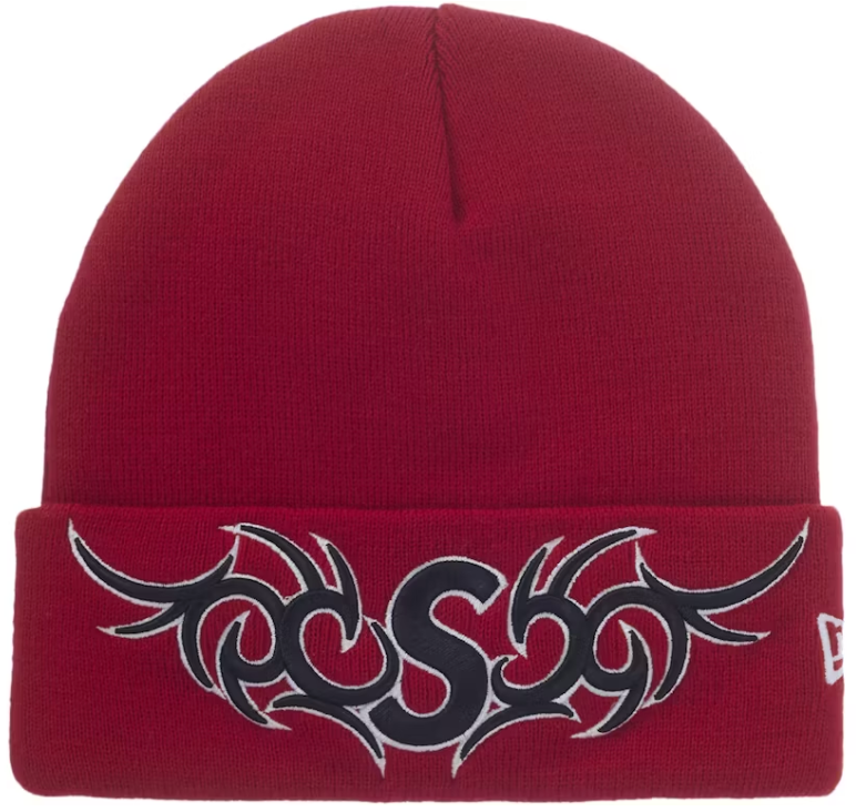 Supreme New Era Tribal S Logo Beanie Red