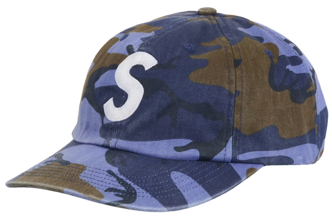 Supreme Pigment Coated S Logo 6-Panel Blue Camo