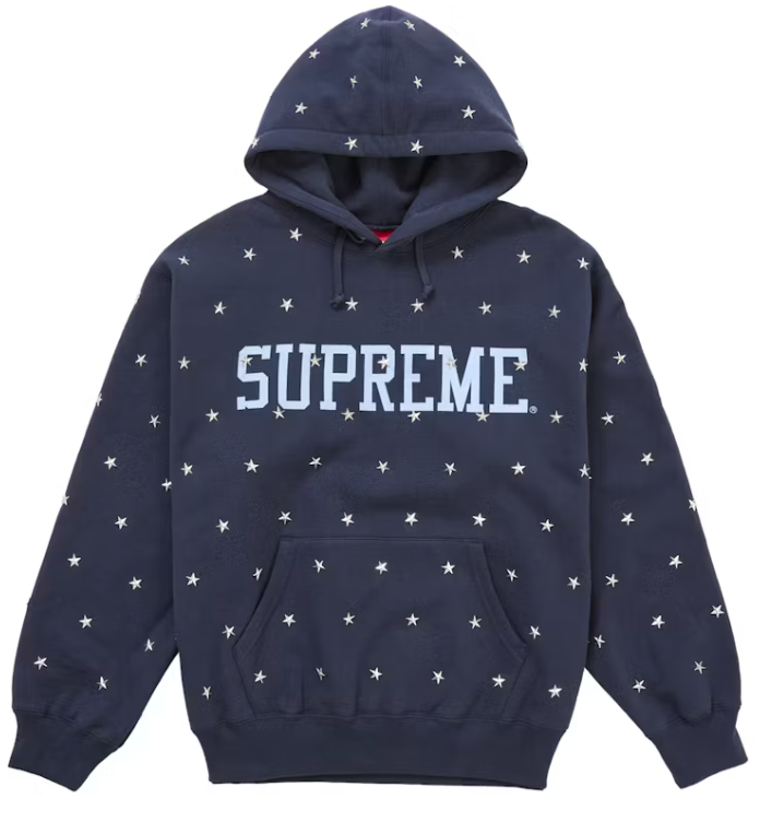 Supreme Stars Studded Hooded Sweatshirt Navy