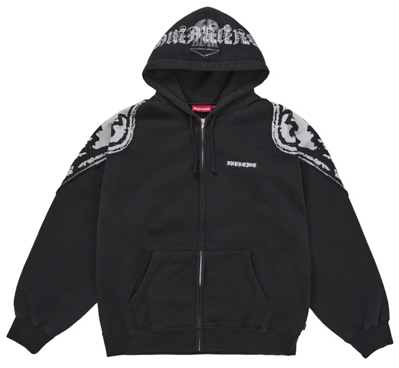 Supreme Wings Zip Up Hooded Sweatshirt (FW25) Black