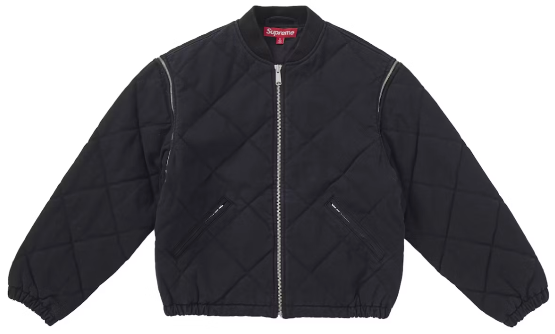 Supreme Zip-Off Sleeve Quilted Bomber Jacket Black