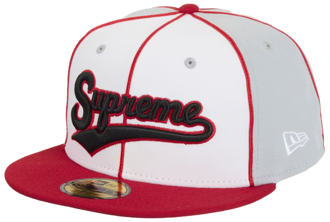 Supreme x New Era Piping Script Logo Cap Grey