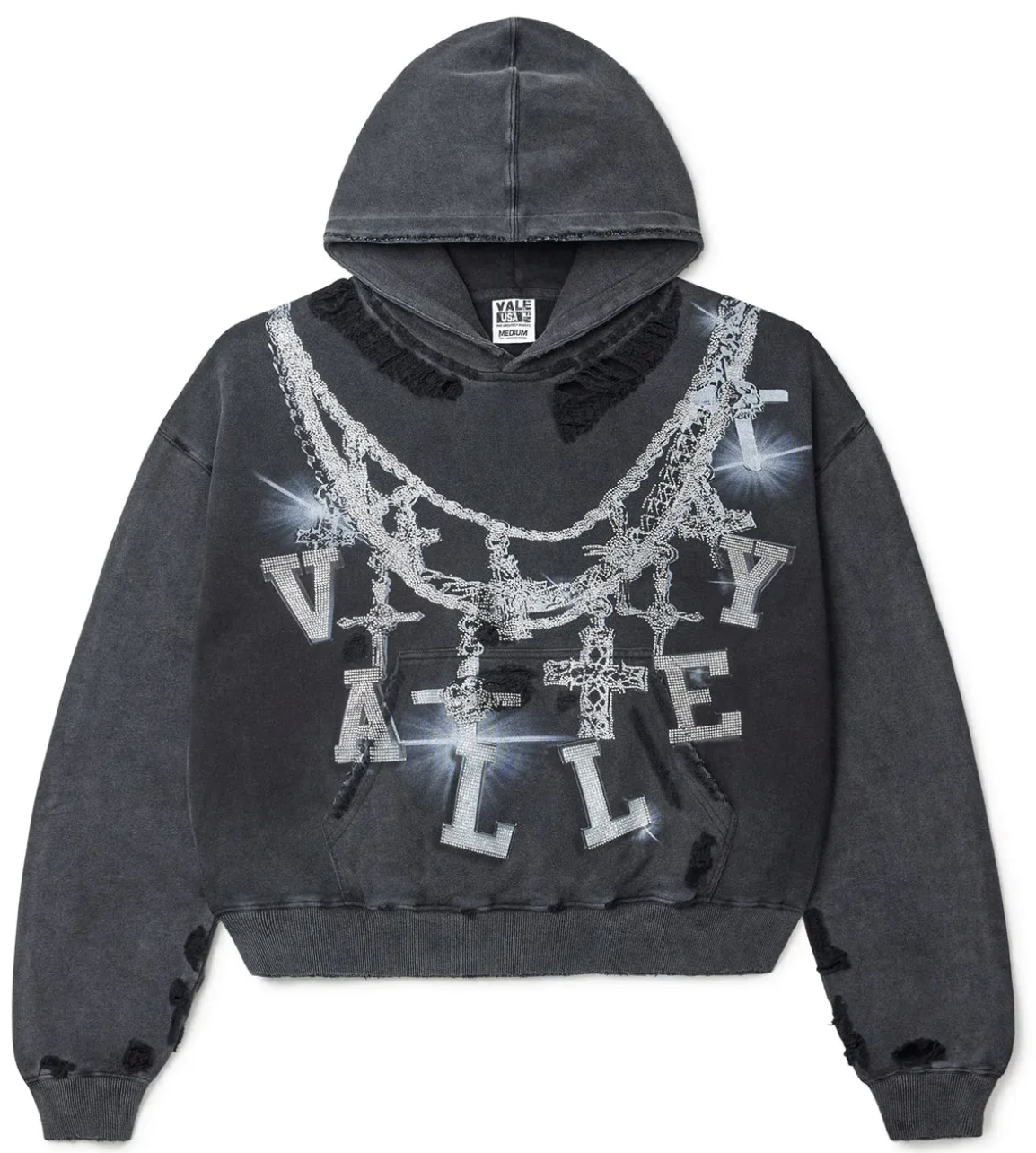 Vale Forever Big Chain Bejeweled Hoodie Black